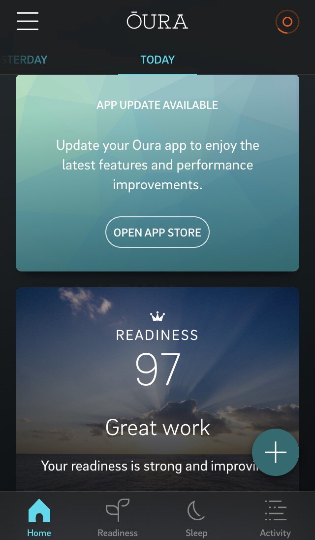 My Oura readiness score is 85+ (that’s when you get a crown) on most days and is often 90+
